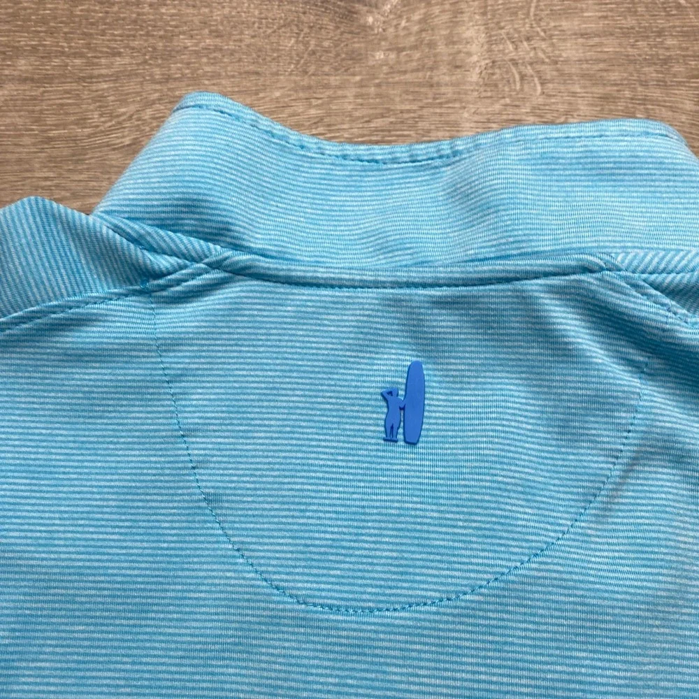 Johnnie-O Vaughn Quarter Zip Mens Large Baja Blue Striped Performance Pullover